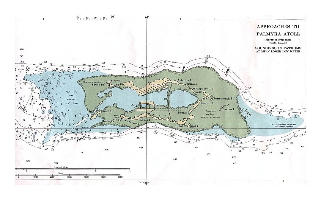 Detailed topographical map of Palmyra Atoll