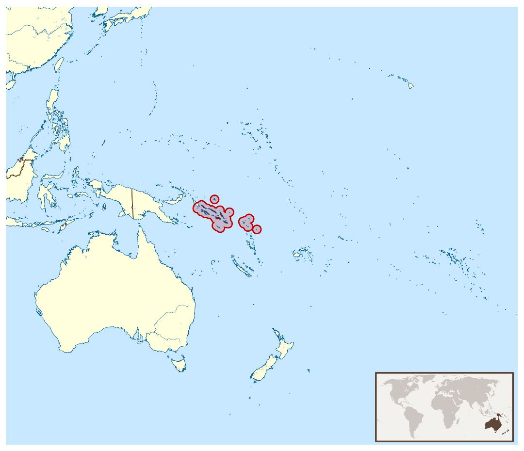 Large location map of Solomon Islands