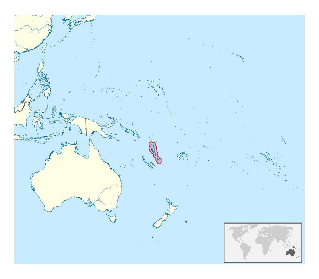 Detailed location map of Vanuatu