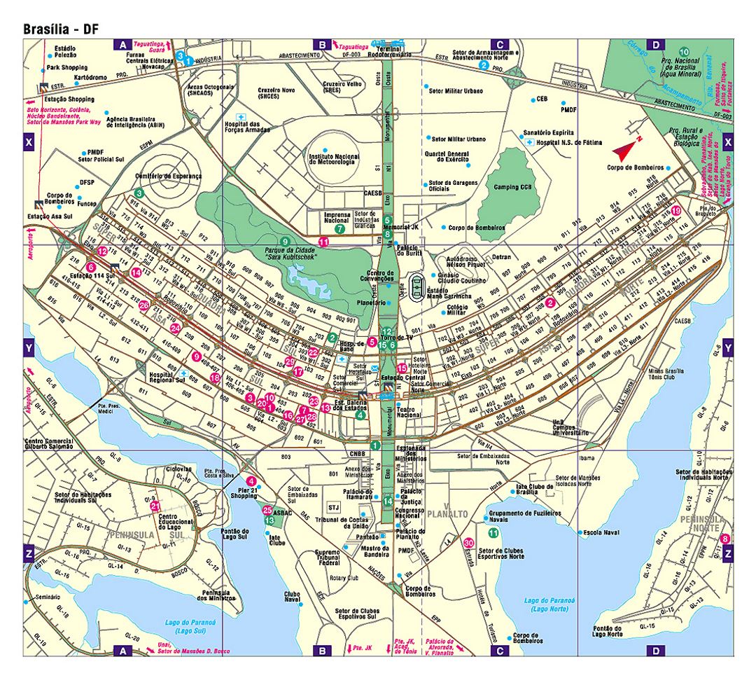 Detailed road map of Brasilia