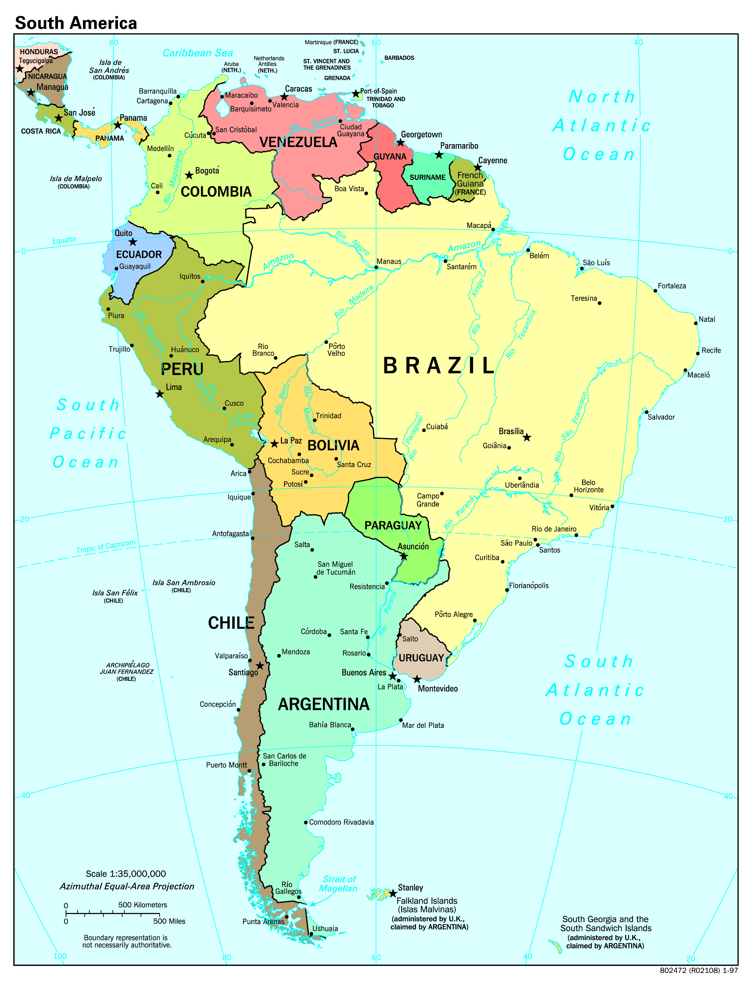 Cartina Sud America