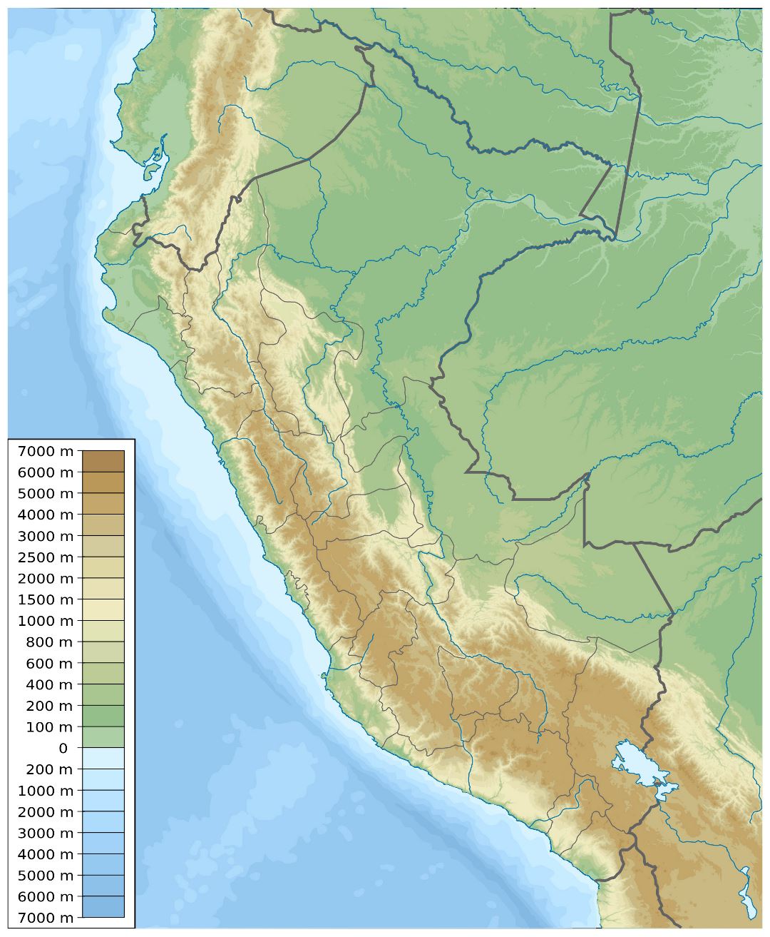 Large physical map of Peru