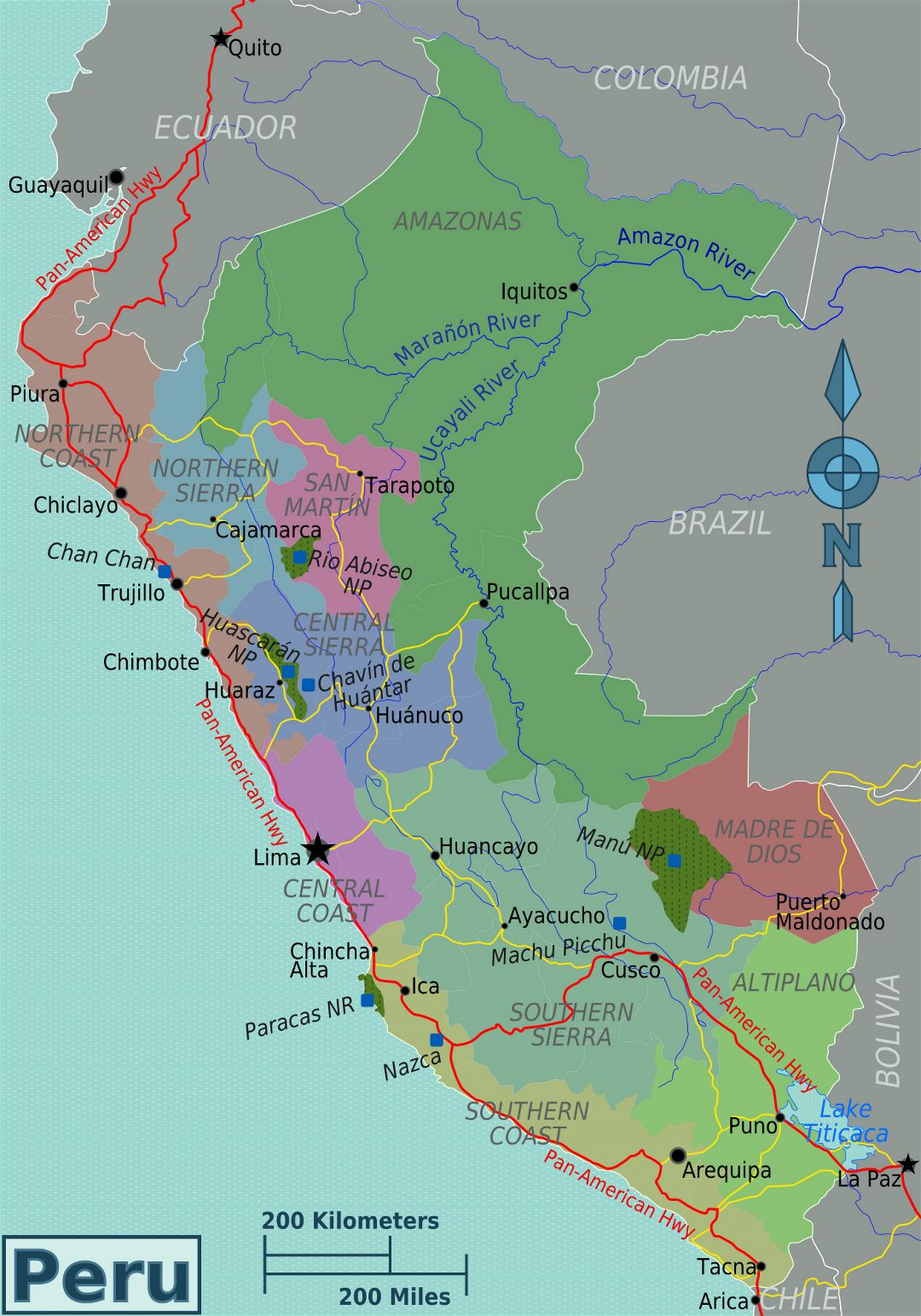 Large regions map of Peru