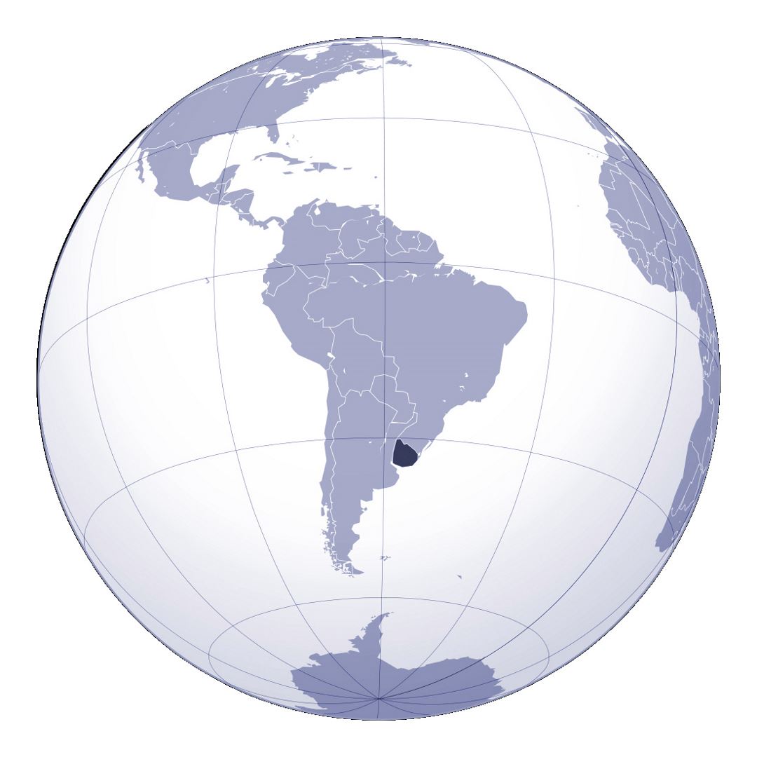 Large location map of Uruguay in South America