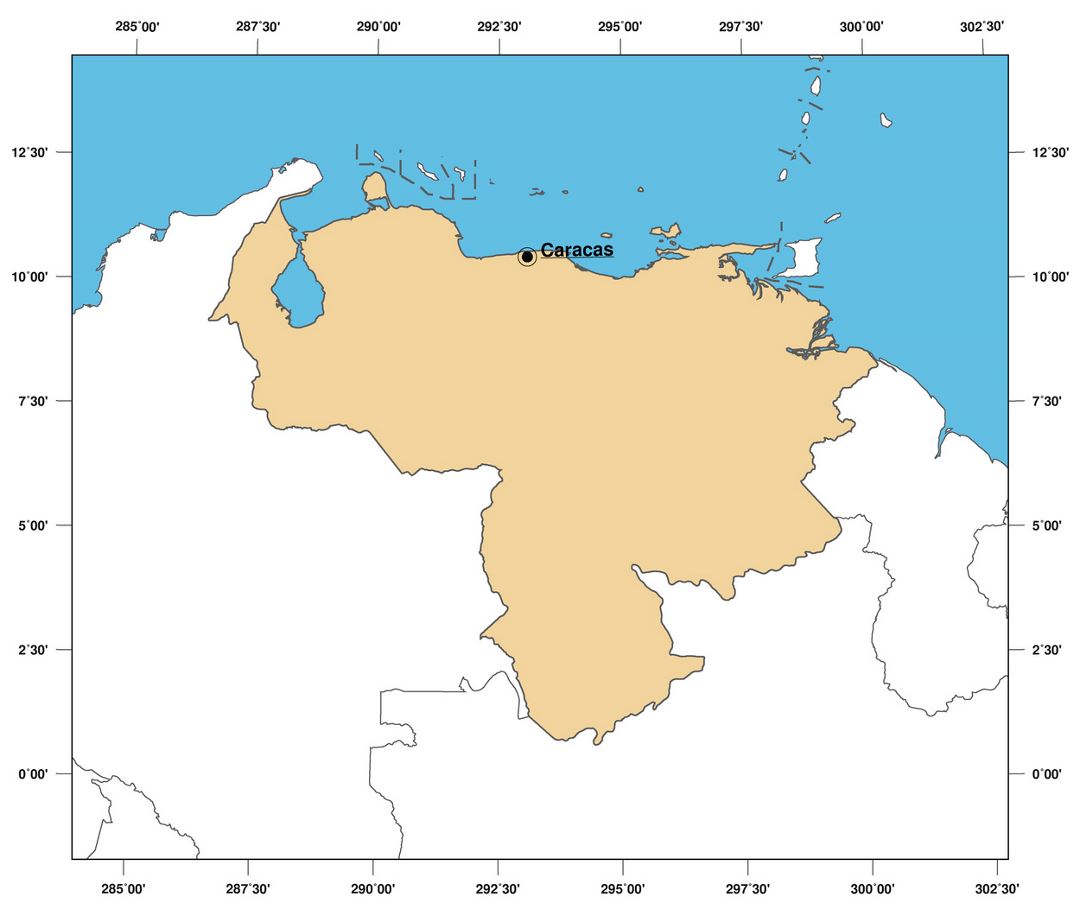 Large outline map of Venezuela