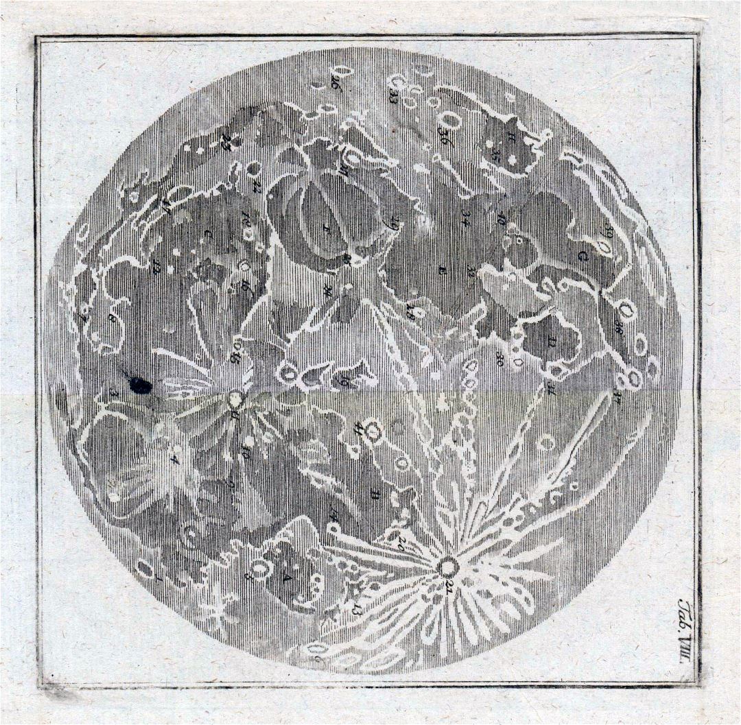 Detailed old map of the Moon - 1783