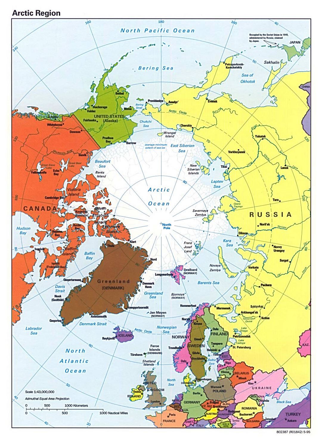 Detailed political map of Arctic Region - 1995