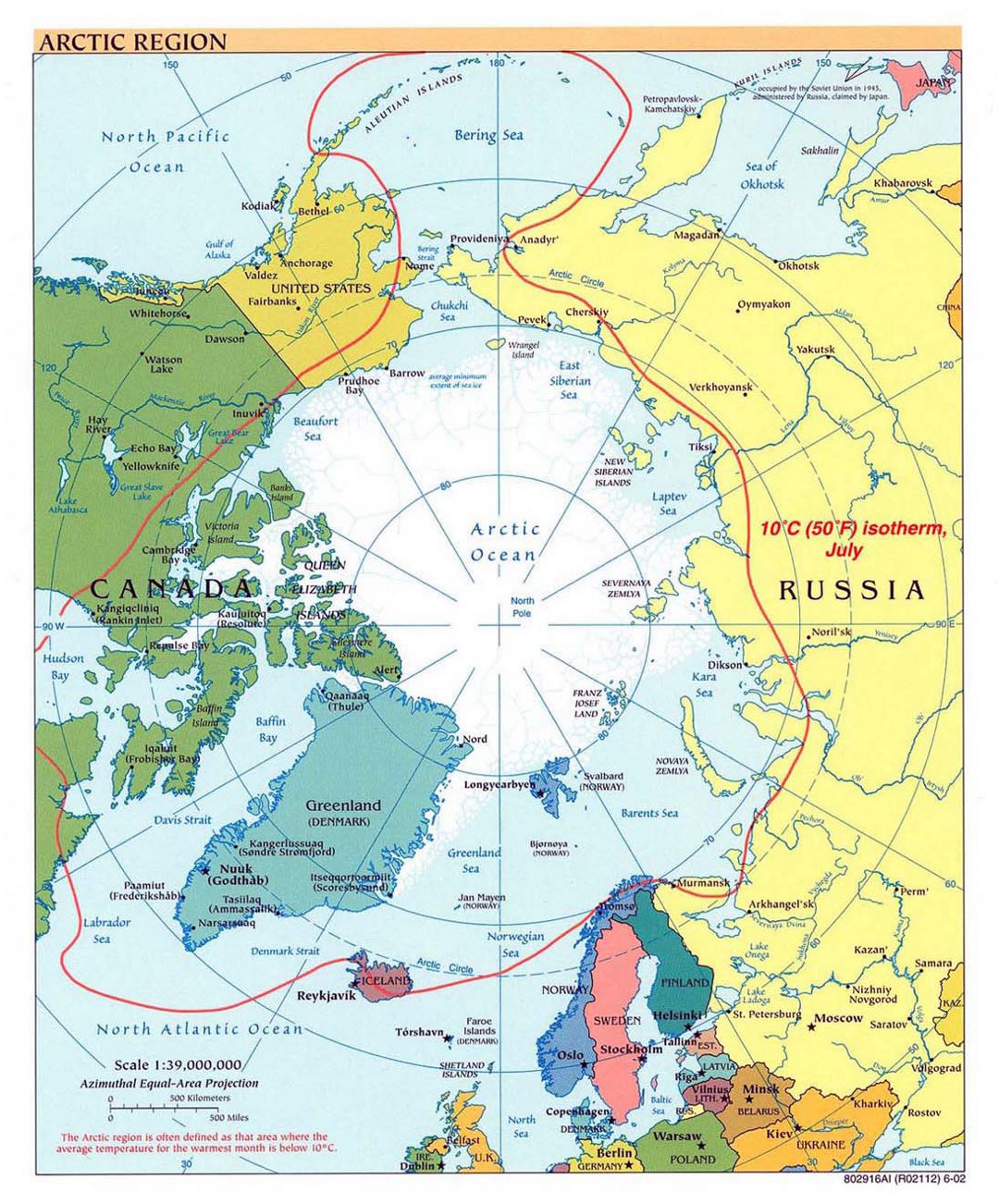 Large Arctic Region political map - 2002