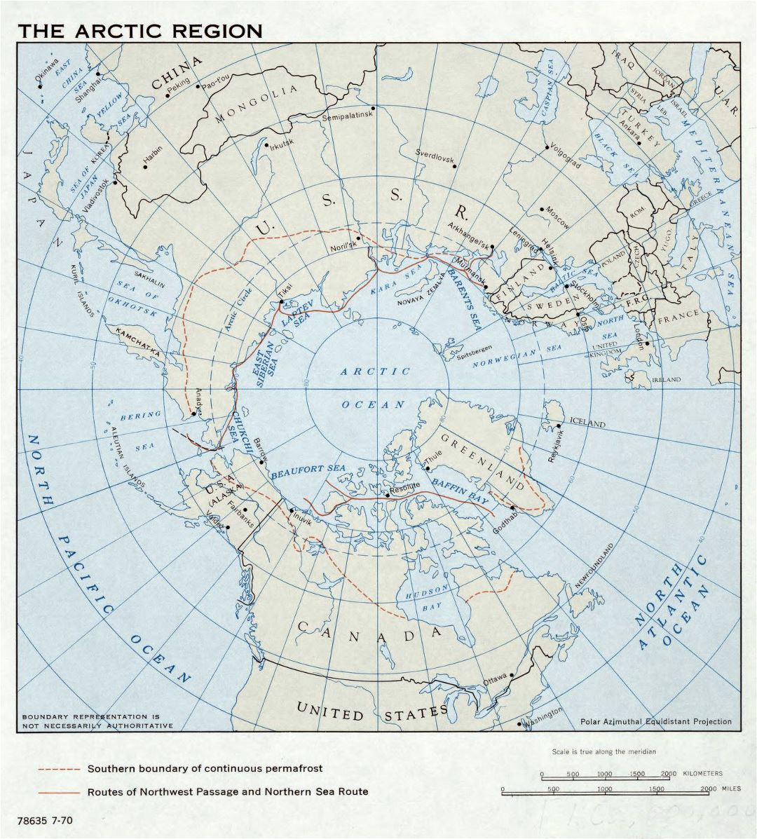 Large detailed map of Arctic Region - 1970