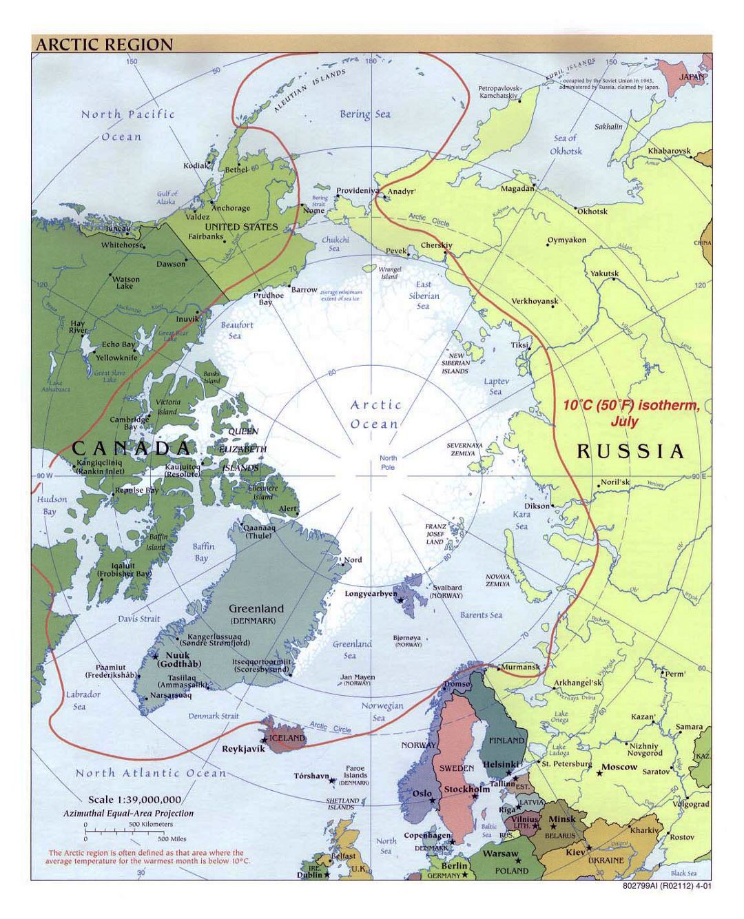 Large political map of Arctic Region - 2001