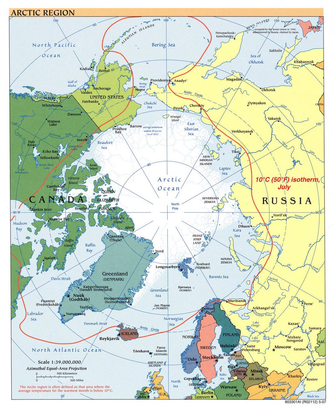 Large political map of Arctic Region - 2007