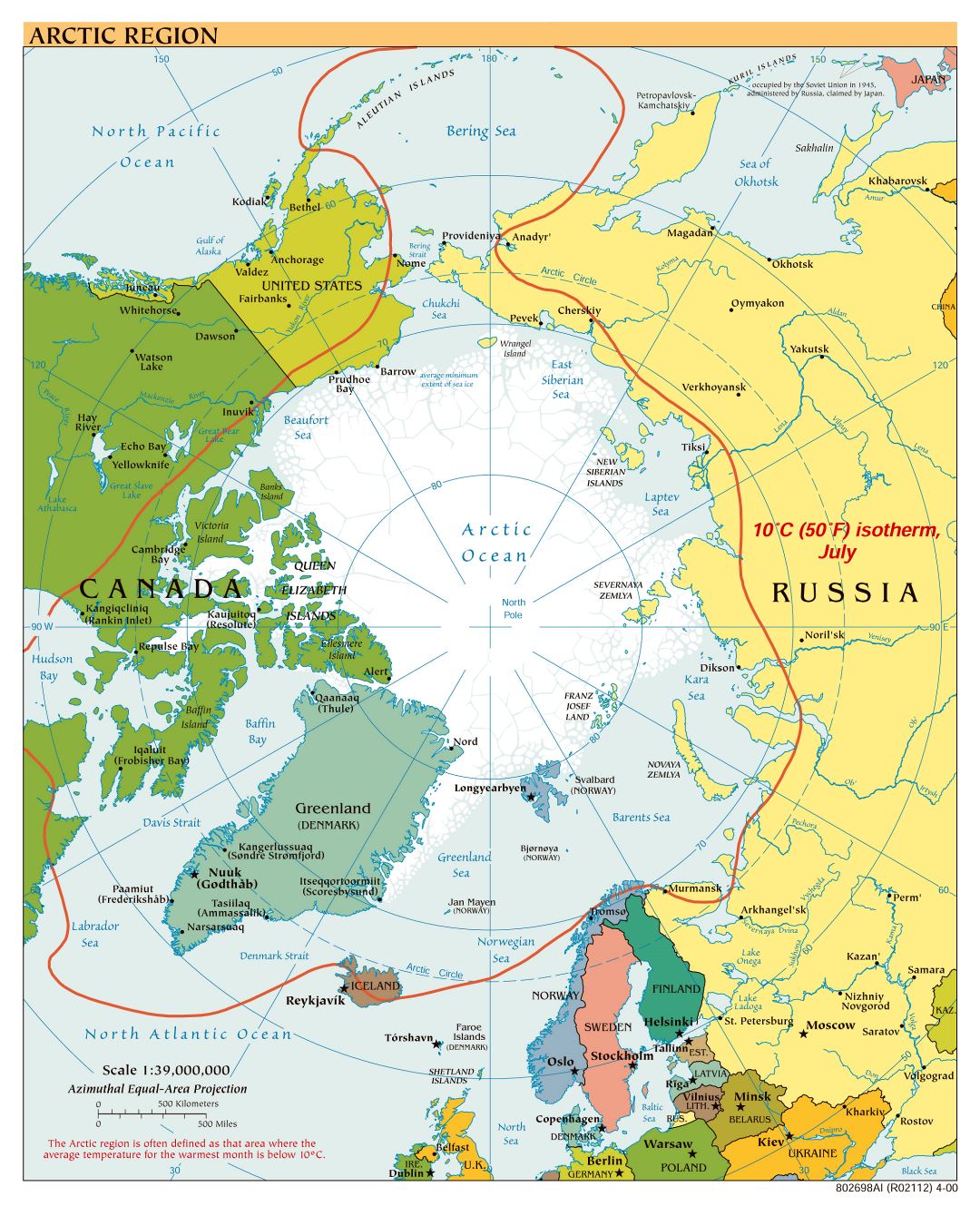 Large scale political map of Arctic Region - 2000
