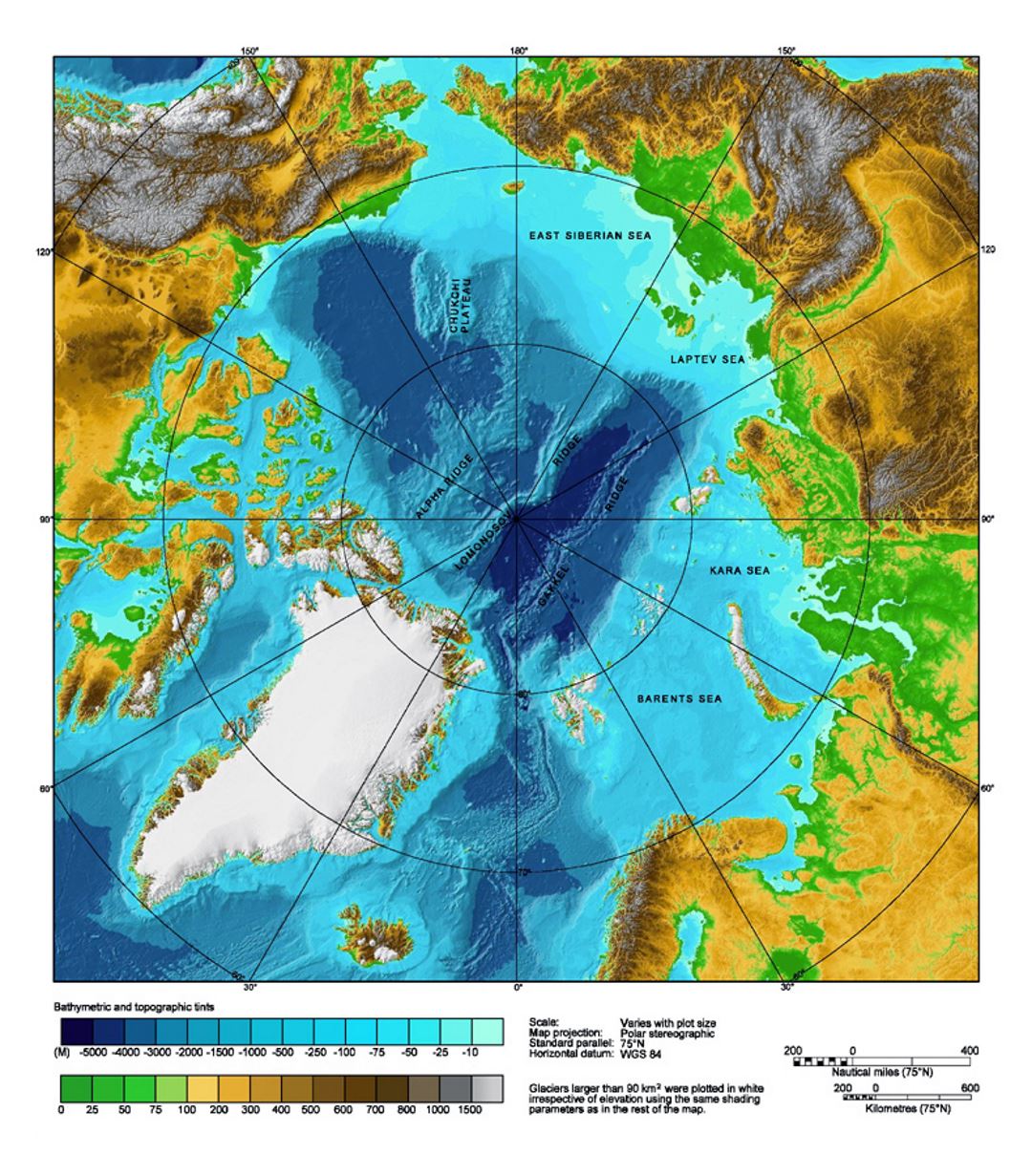 Physical map of Arctic Ocean