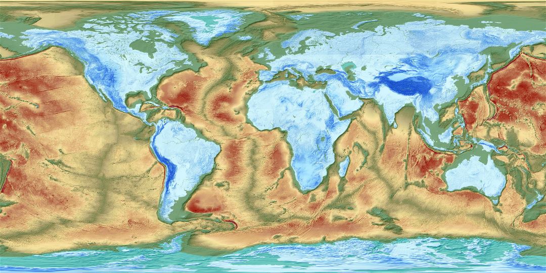Large detailed map of the Earth's fractured surface