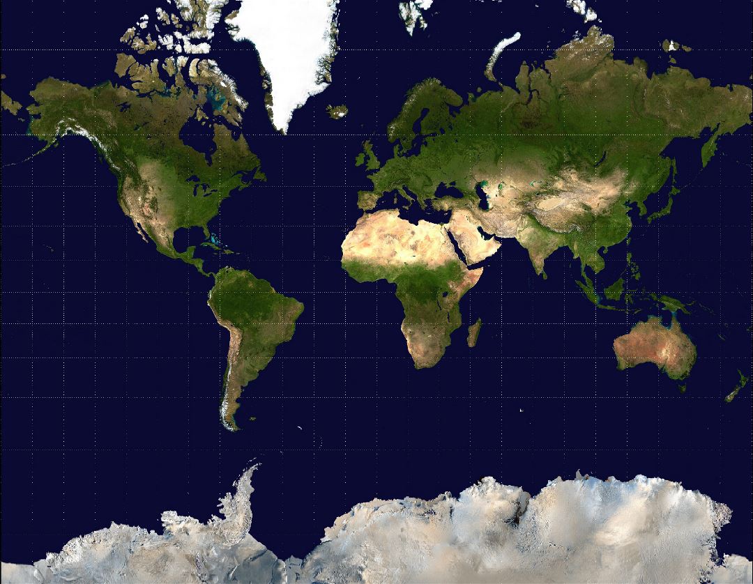 Large satellite map of the World