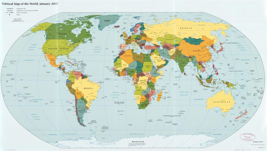 Large scale political map of the World - 2015