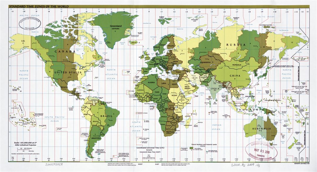 Large scale map of the Standard Time Zones of the World - 2002