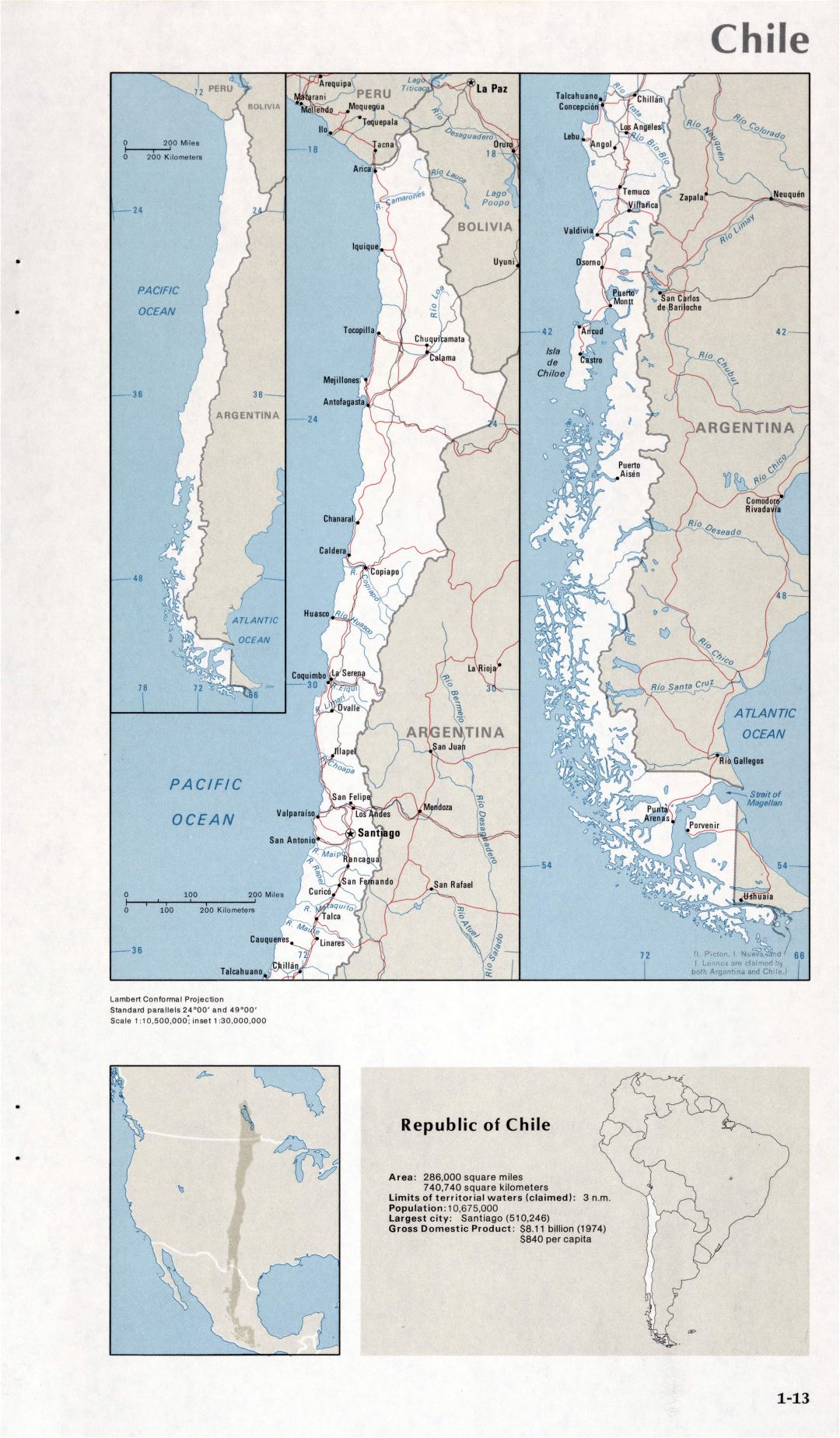 Map of Chile (1-13)