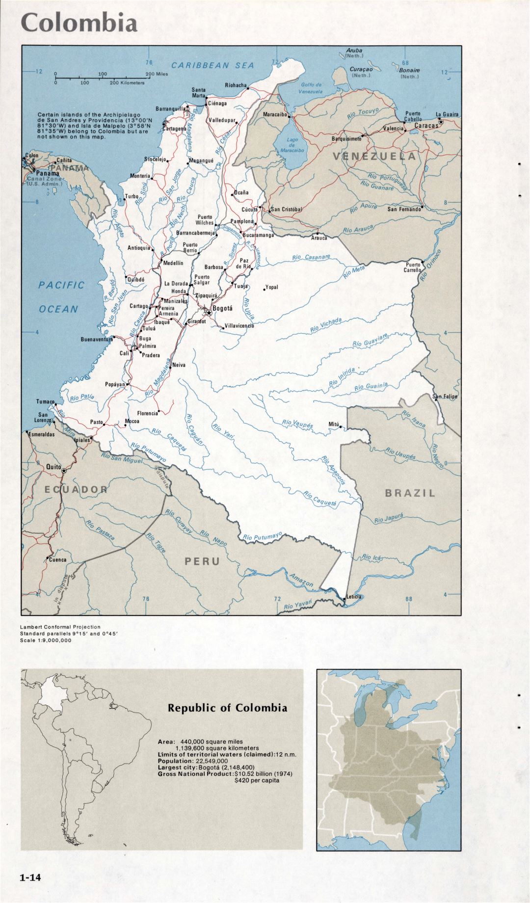 Map of Colombia (1-14)