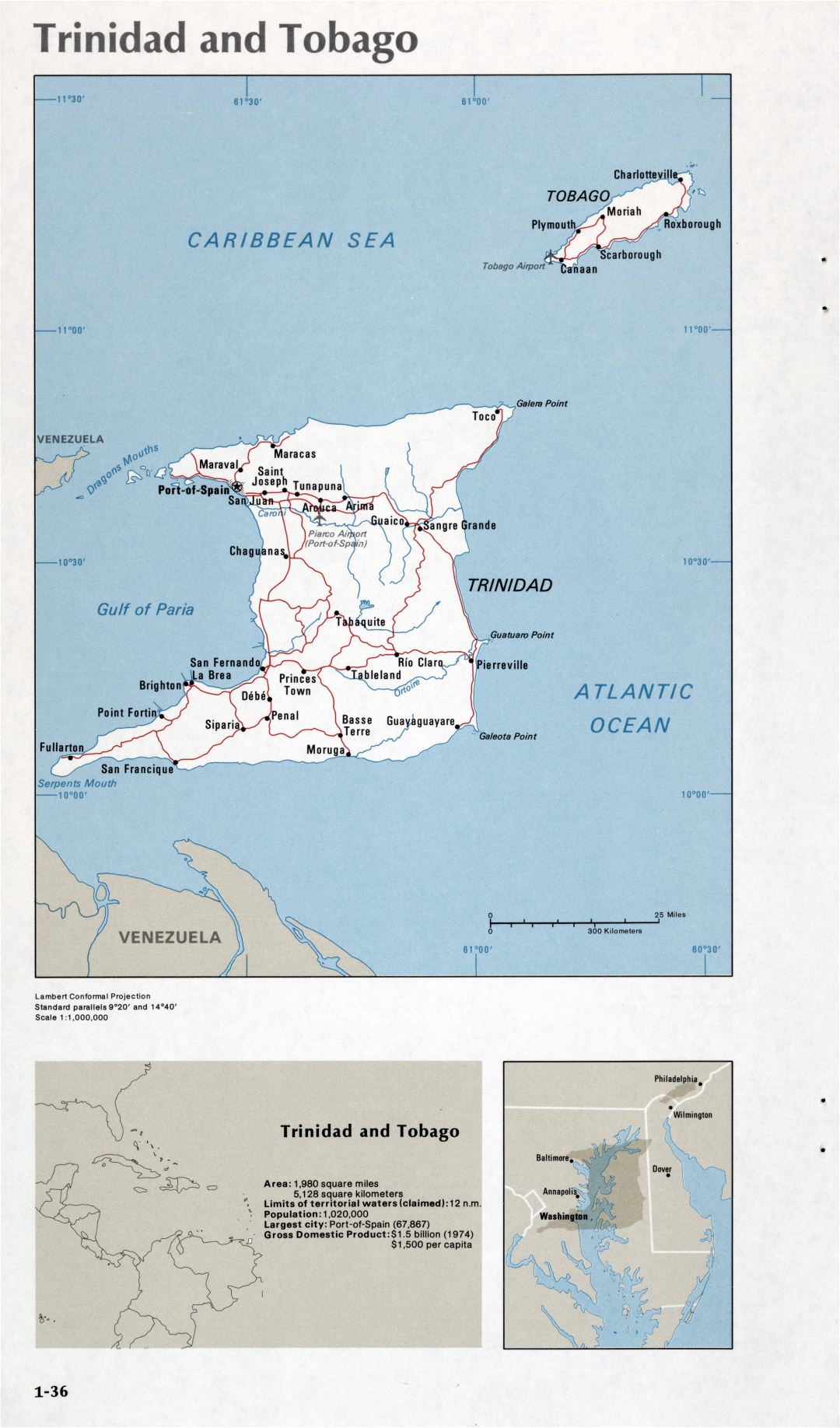 Map of Trinidad and Tobago (1-36)