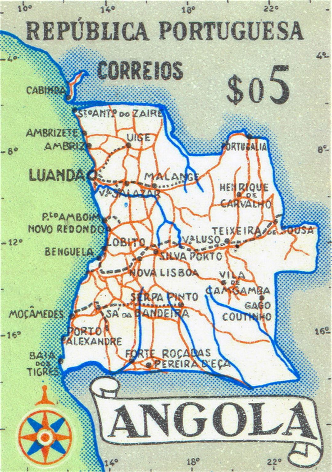 Detailed map of Angola
