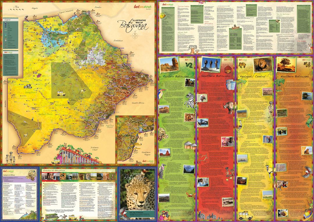 Large scale tourist map of Botswana