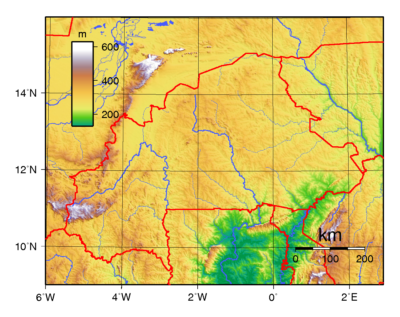 Detailed physical map of Burkina Faso | Burkina Faso | Africa | Mapsland | Maps of the World