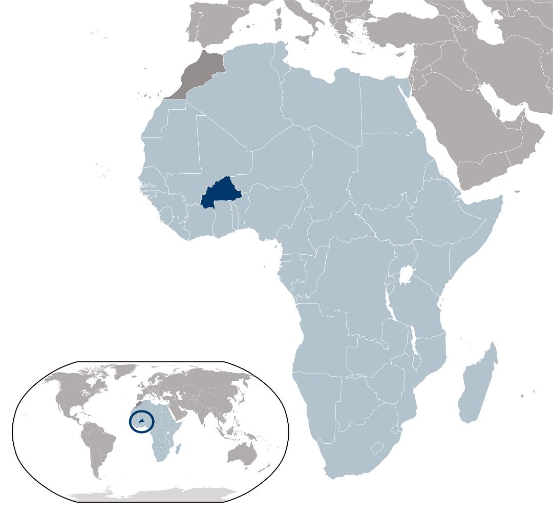 Large location map of Burkina Faso