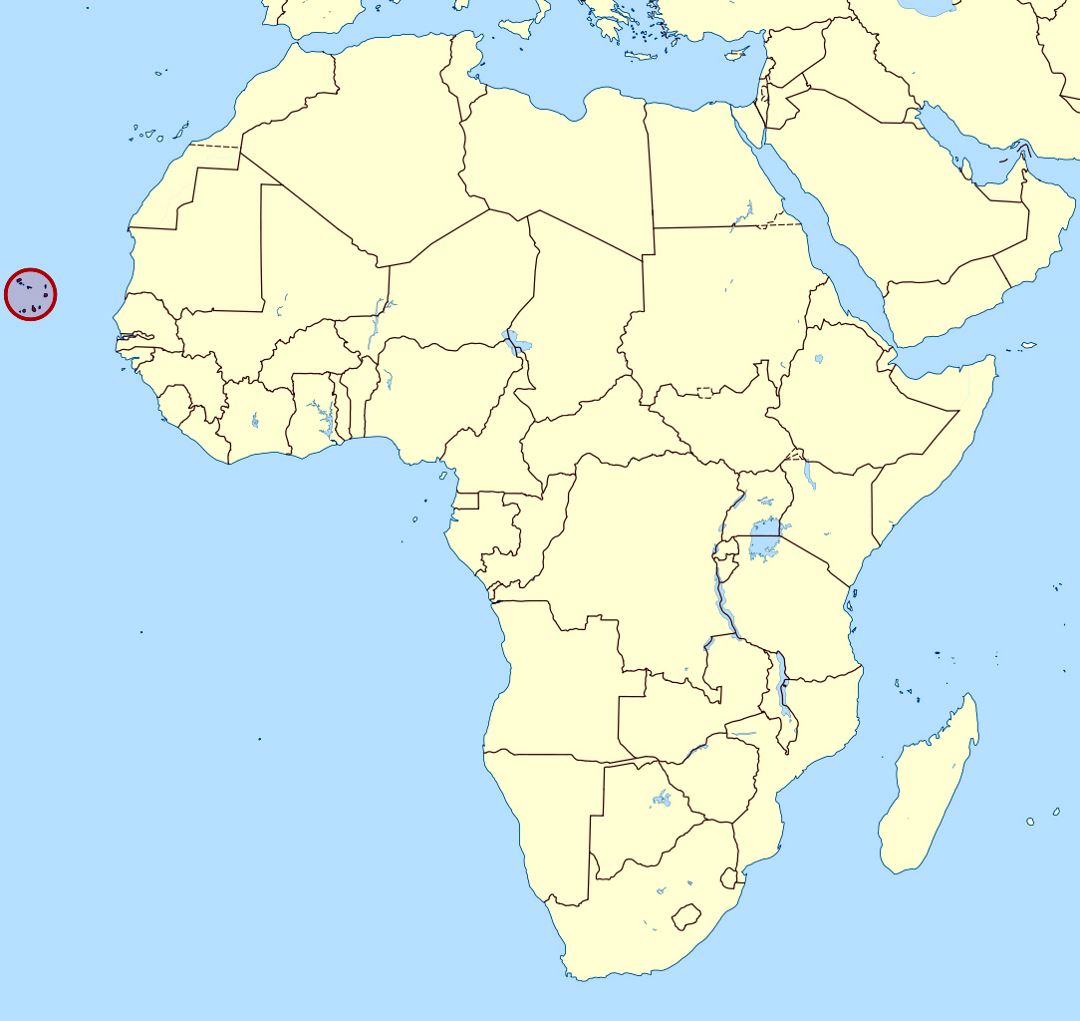 Detailed location map of Cape Verde in Africa