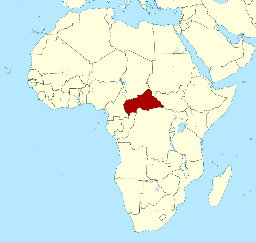 Detailed location map of Central African Republic in Africa