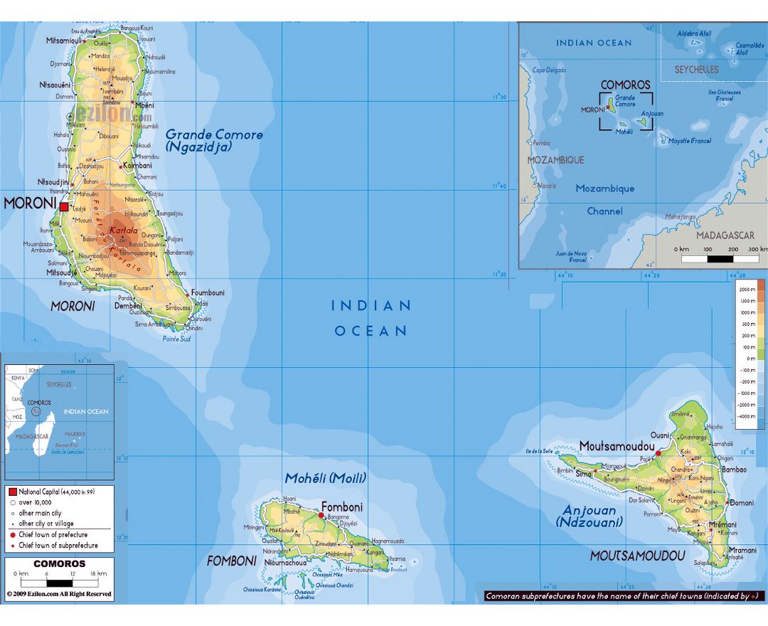 Maps of Comoros | Collection of maps of Comoros | Africa | Mapsland ...