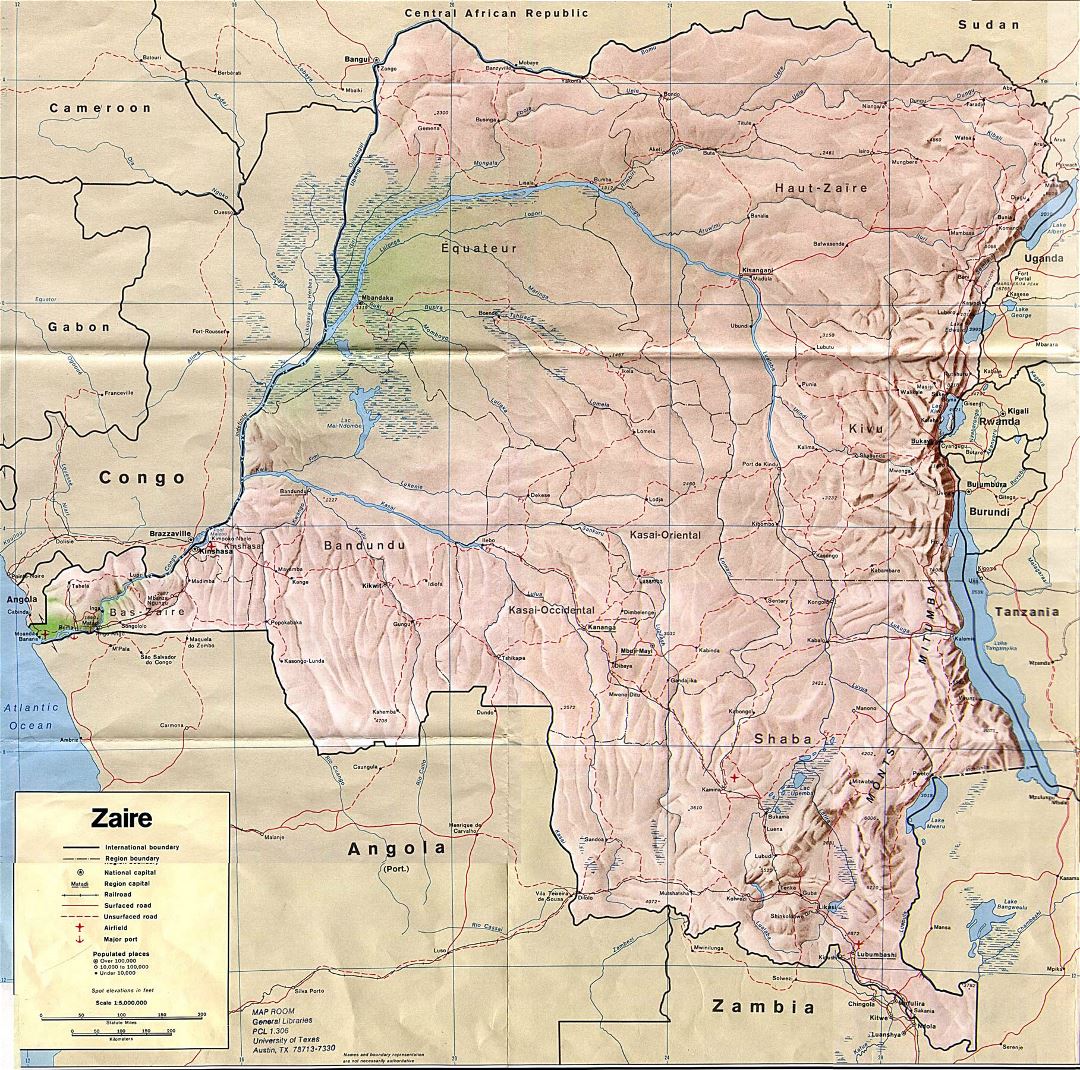 Detailed Political And Administrative Map Of Zaire With Roads | Images ...