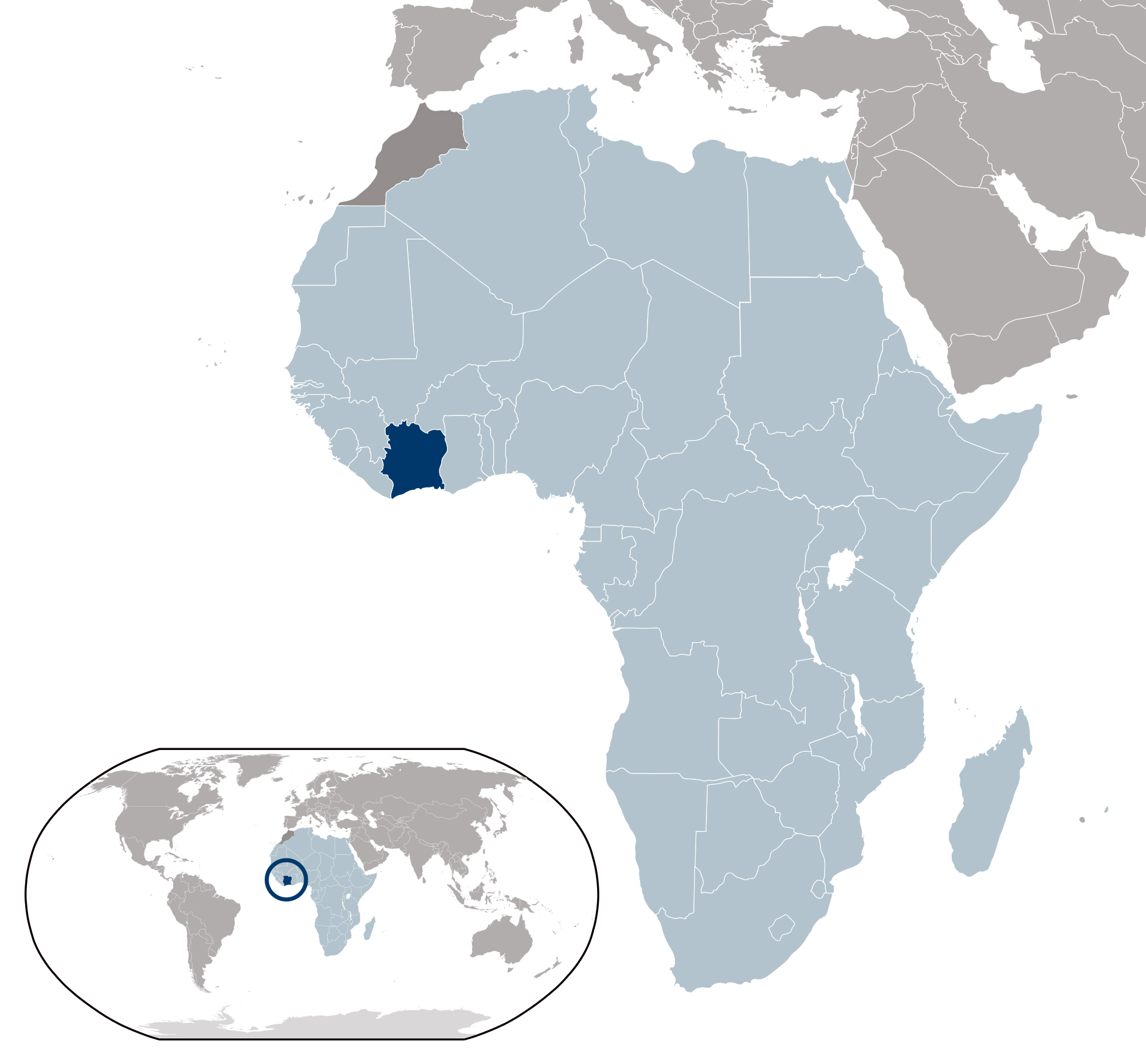 Large Location Map Of Ivory Coast 