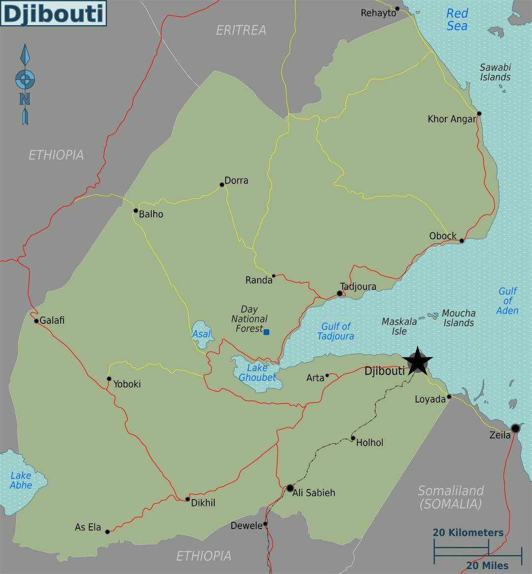 Large map of Djibouti