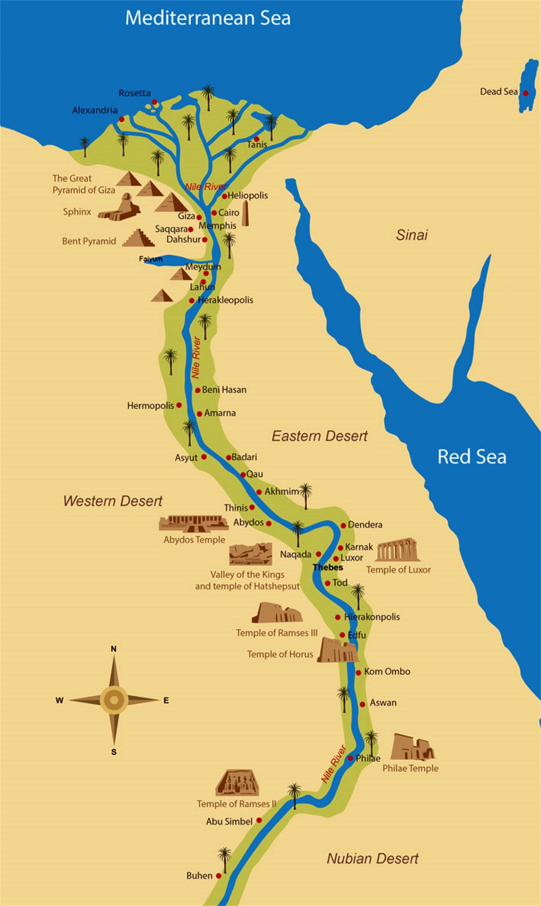 Detailed map of Ancient Egypt