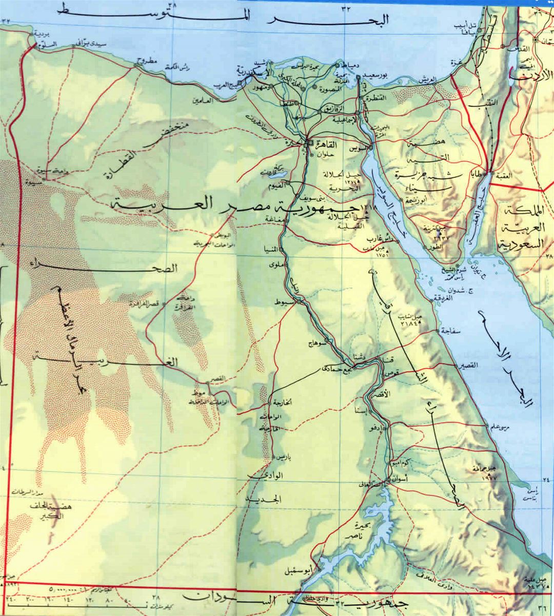 Large elevation map of Egypt