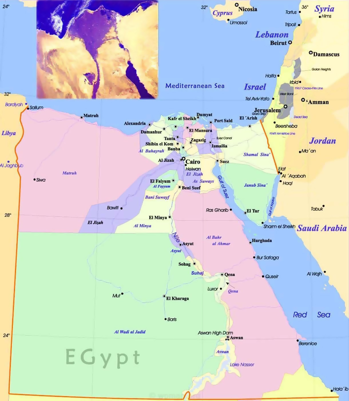 places to visit in egypt on a map