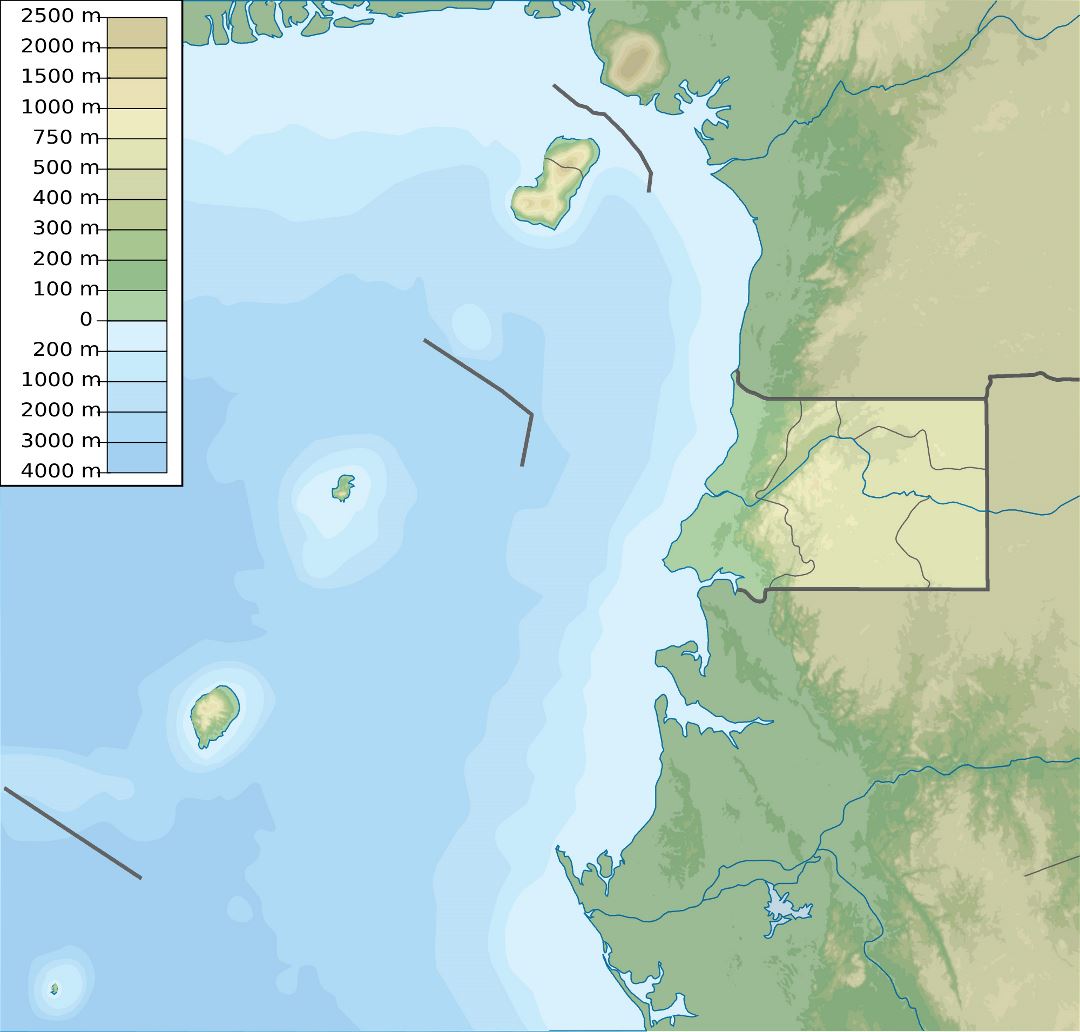 Large physical map of Equatorial Guinea