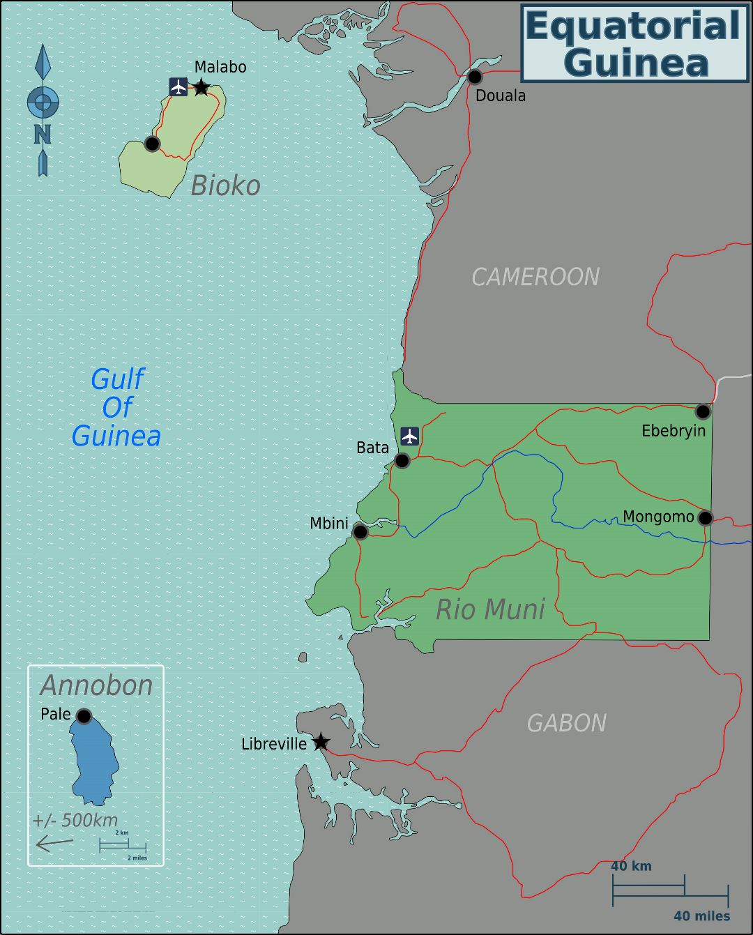 Large regions map of Equatorial Guinea