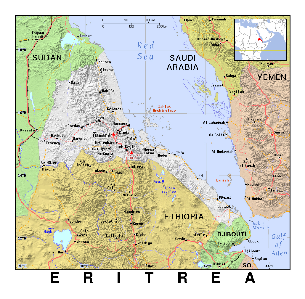 Detailed Political Map Of Eritrea With Relief Eritrea - vrogue.co