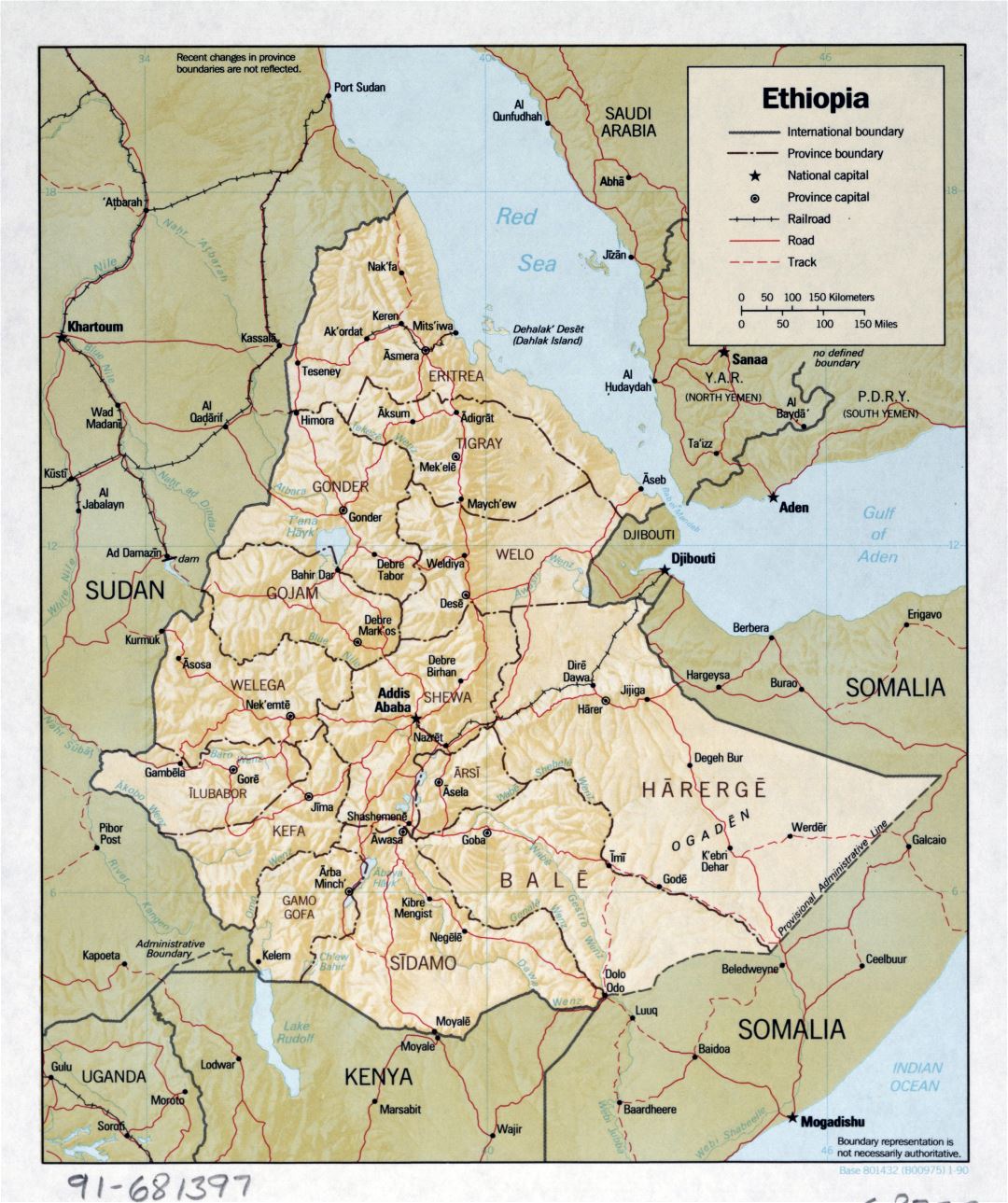 Large Detailed Political And Administrative Map Of Ethiopia With Relief