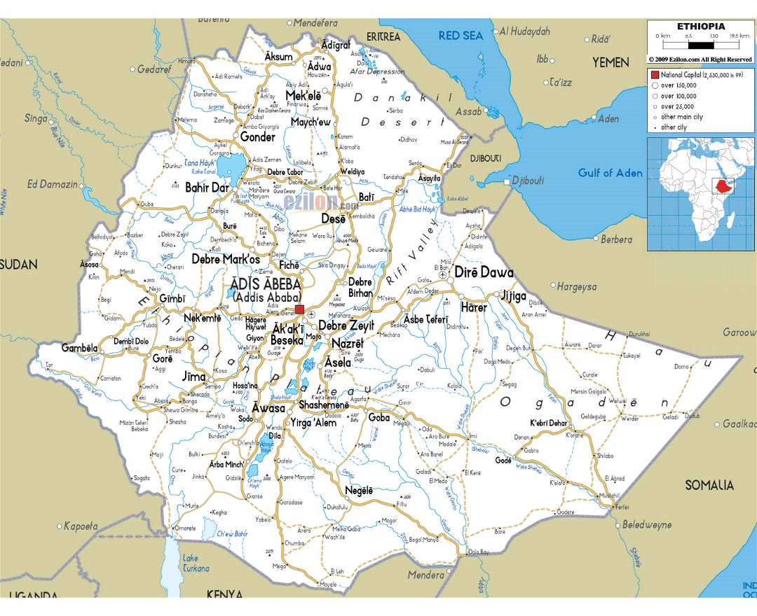 Maps of Ethiopia | Collection of maps of Ethiopia | Africa | Mapsland ...