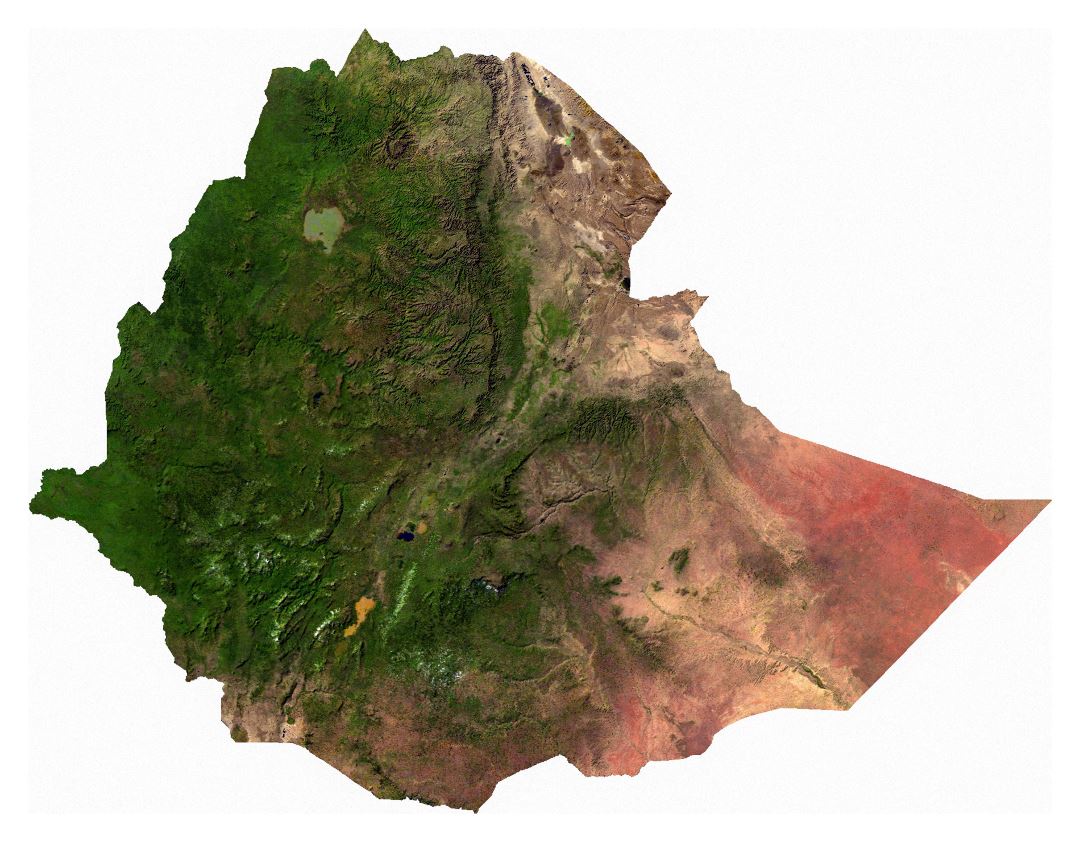 Large satellite map of Ethiopia