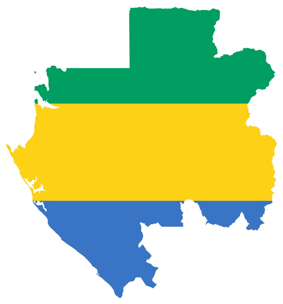 Large detailed flag map of Gabon