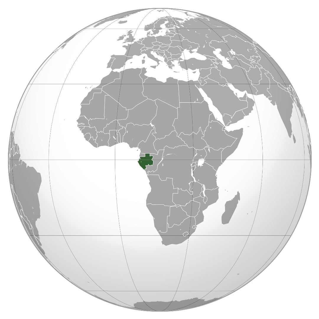 Large location map of Gabon in Africa