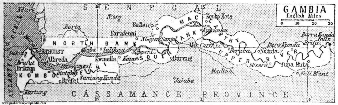 Detailed old map of Gambia - 1932