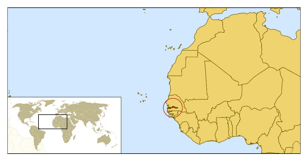 Large location map of Gambia