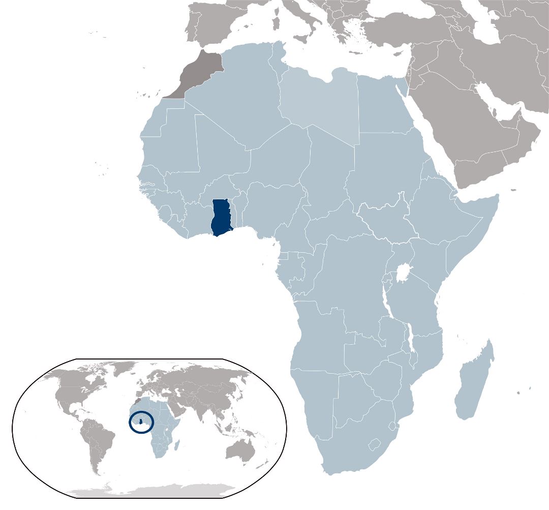 Large location map of Ghana