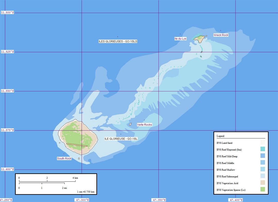 Detailed map of Glorioso Islands with other marks