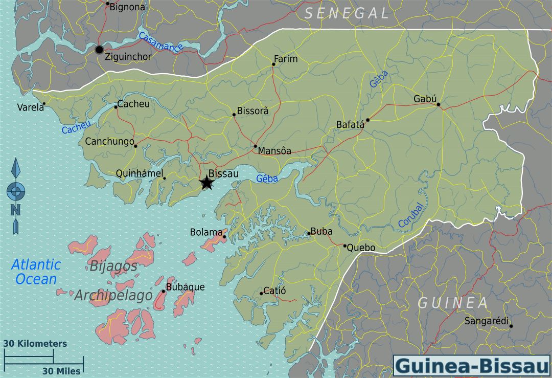 Large regions map of Guinea-Bissau
